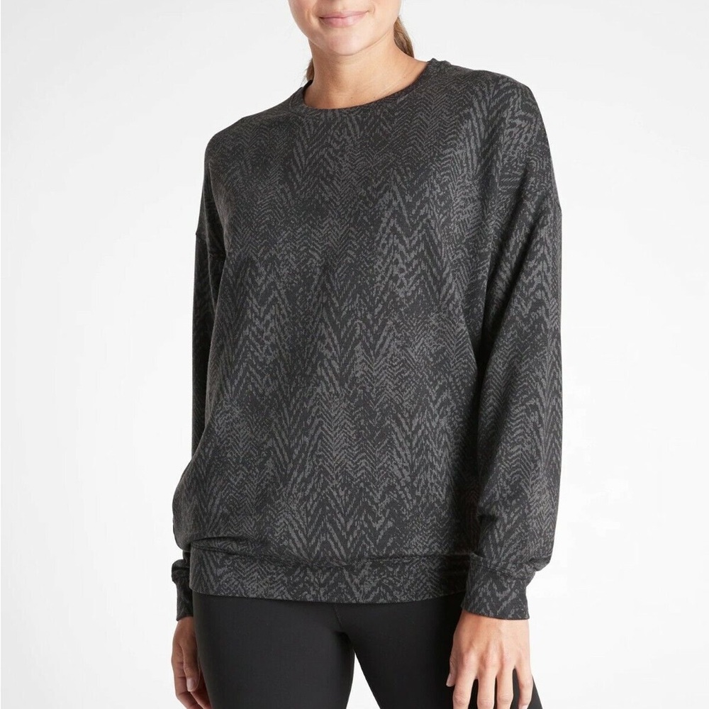 Athleta Gray Studio To Street Splatter Print Sweatshirt